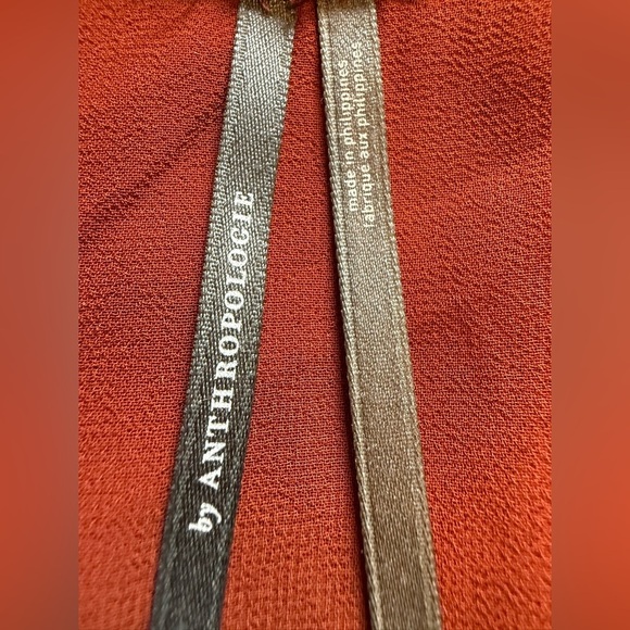 Anthropologie Red Velvet Tie Front Blouse with Relaxed Sleeves - Picture 9 of 9